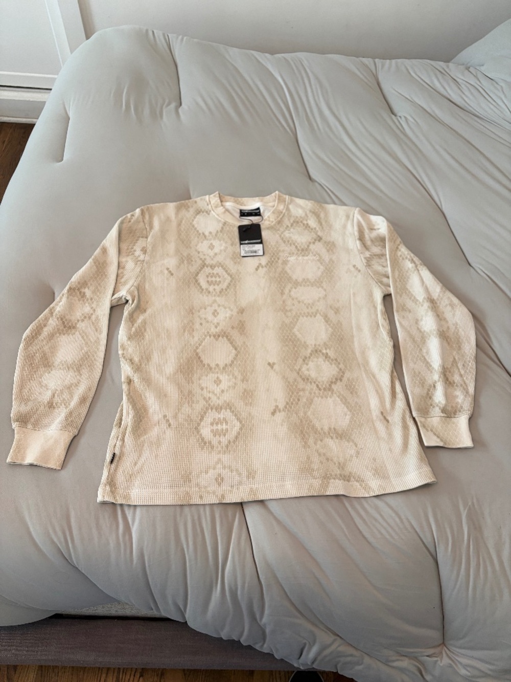 The Hundreds Rich Long Sleeve Thermal - Size L - Color: Off White Snakeskin